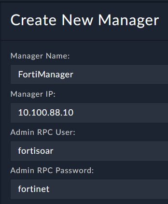 Create FortiManager Record