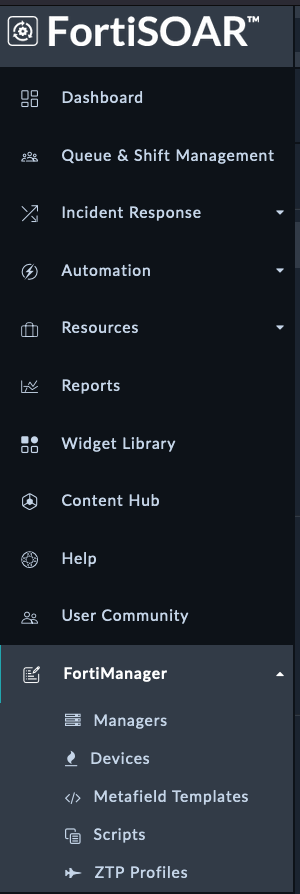 FortiManager Navigation