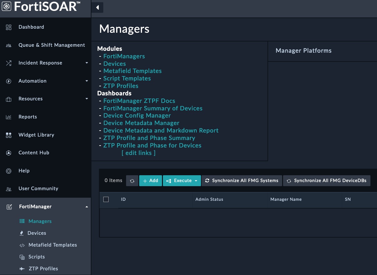 Add FortiManager Record
